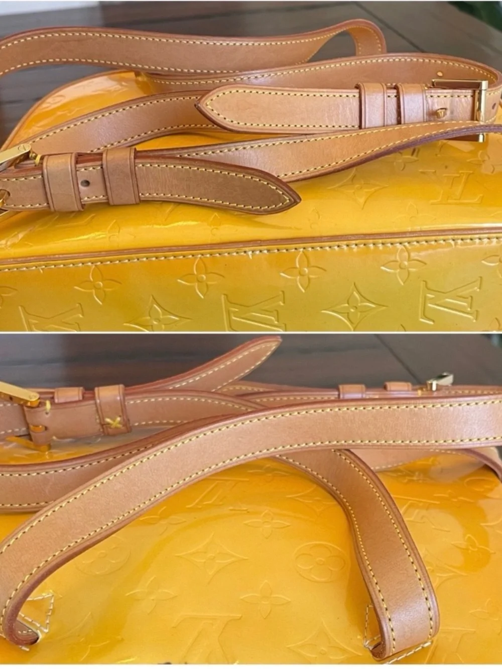 Louis Vuitton Vernis Ombre Yellow to Orange Cosmetic Pouch
